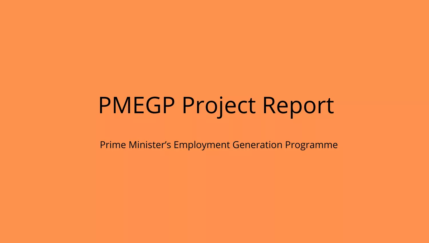 Project Report for PMEGP Loan Prime Ministers Employment Generation Programme