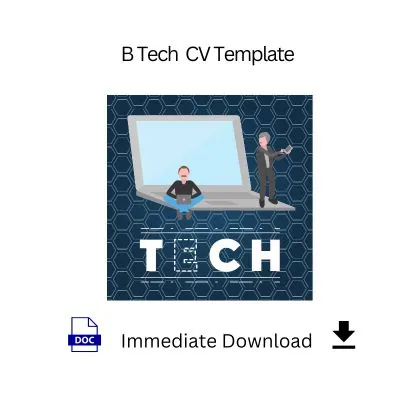 B Tech Resume for Job in India CV Template