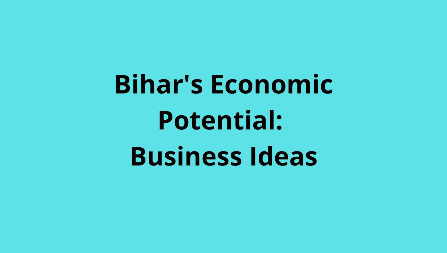 Bihar New Economic Potential Business Ideas