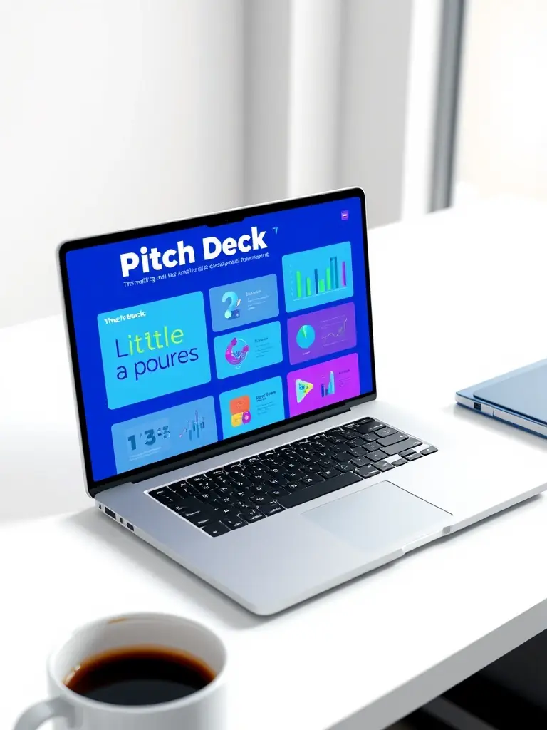 A visually appealing pitch deck presentation, designed to attract investors and secure funding for a client's innovative startup venture.