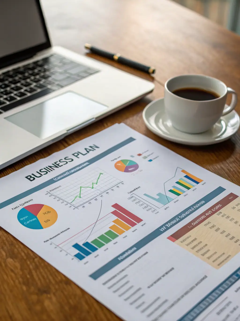 A well-structured business plan document, outlining the company's mission, vision, and strategic objectives for a client launching a new business.