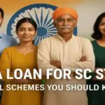 A group of four confident Indian individuals from SC, ST, and OBC communities standing proudly against an Indian flag background. The image includes clean, bold text that reads 