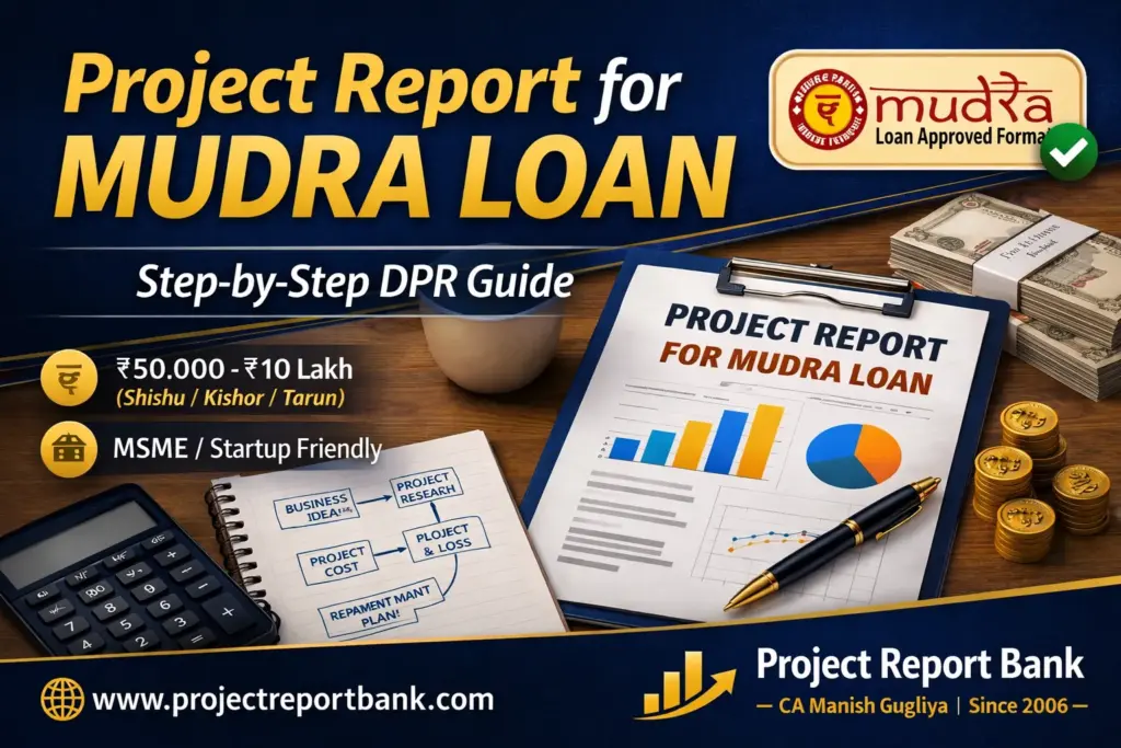 mudra loan project report format with example India