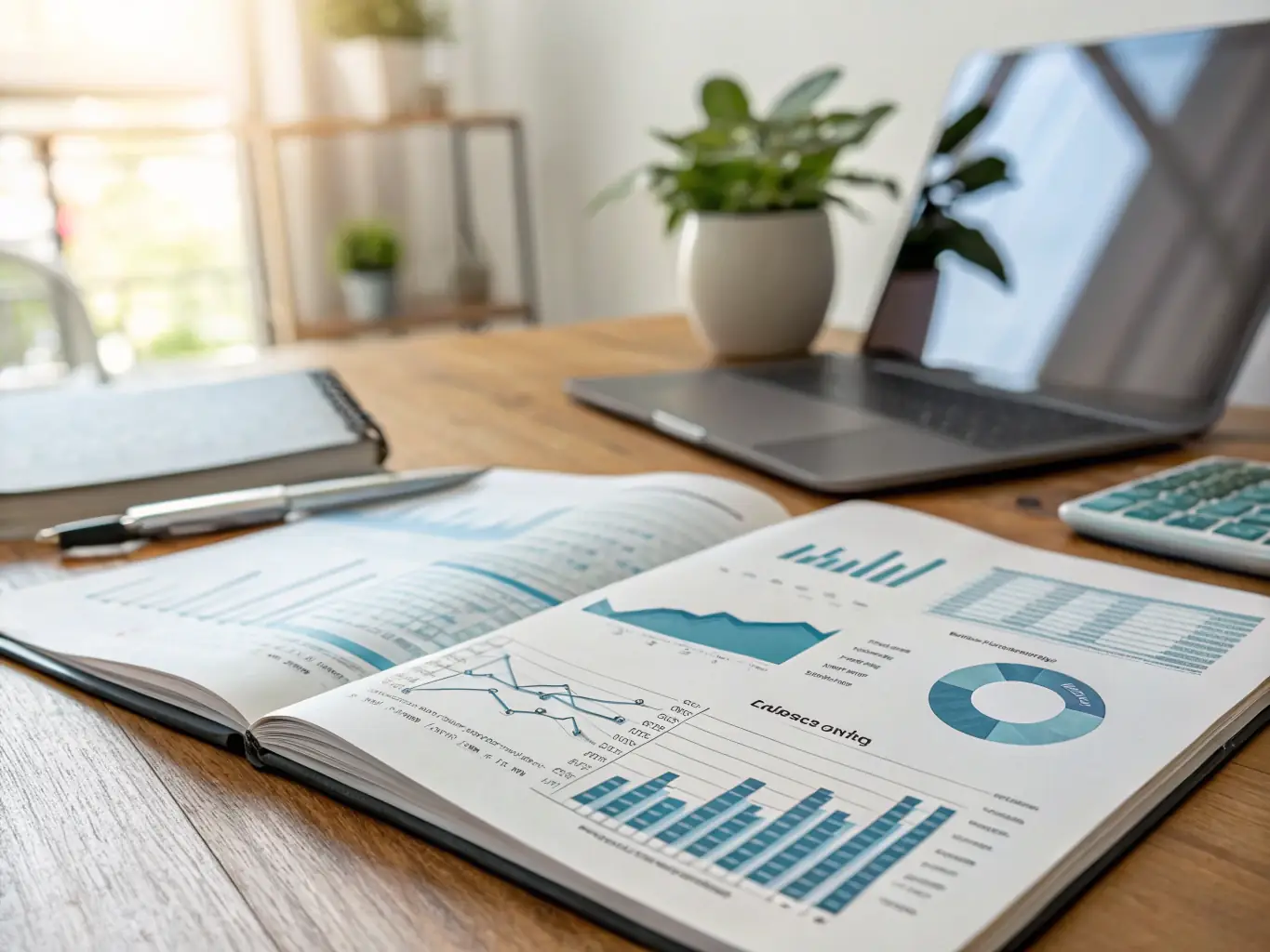 A close-up shot of a professionally formatted project report document, highlighting key sections such as financial projections, CMA data, and ROI analysis. The setting is a clean, modern office environment, conveying professionalism and attention to detail.