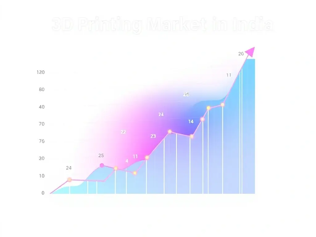A graph showcasing the projected growth of the 3D printing market in India, emphasizing the potential for high returns and investment opportunities.