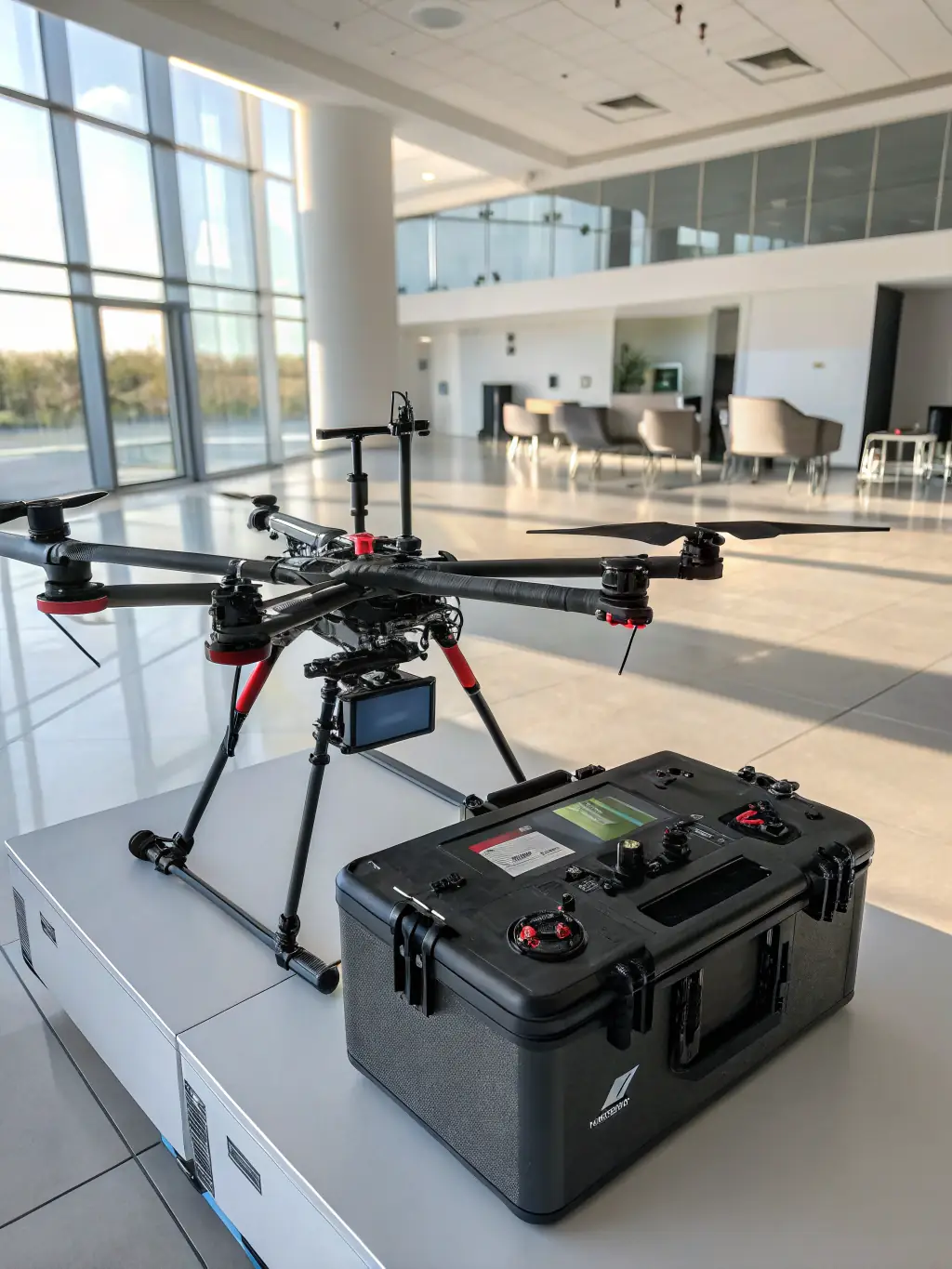 A photograph showcasing a modern drone parts manufacturing facility, emphasizing precision and technology.