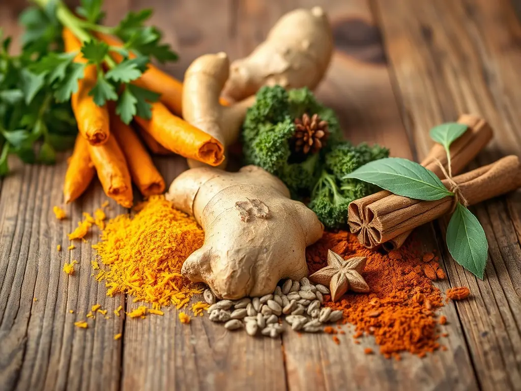 A visually appealing image of Ayurvedic herbs and spices arranged in a way that symbolizes balance and natural solutions, representing the core principles of Ayurvedic business practices.