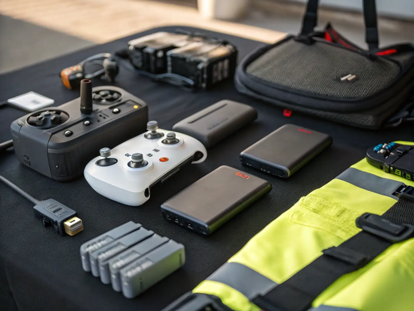 An image of various drone parts (motors, propellers, circuit boards) neatly arranged on a workbench, representing the comprehensive coverage of the eBook.