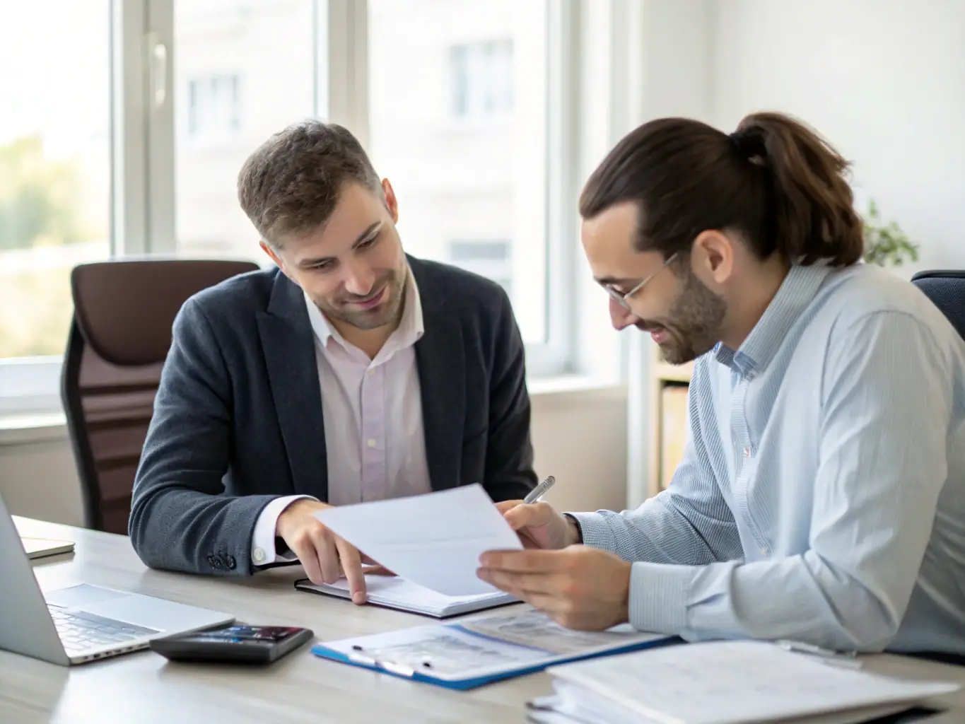 A professional Chartered Accountant (CA Manish Gugliya) explaining GST regulations to a business owner, symbolizing expert guidance and support. The image should convey trust and expertise.