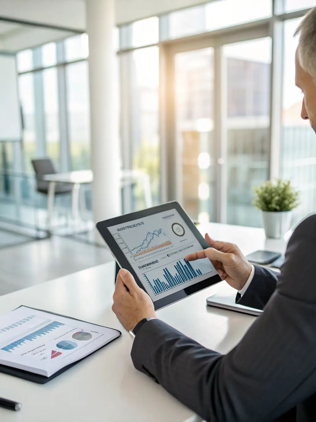 A visual representation of a business efficiently managing its cash flow with a CC Limit, such as a graph showing consistent financial performance.