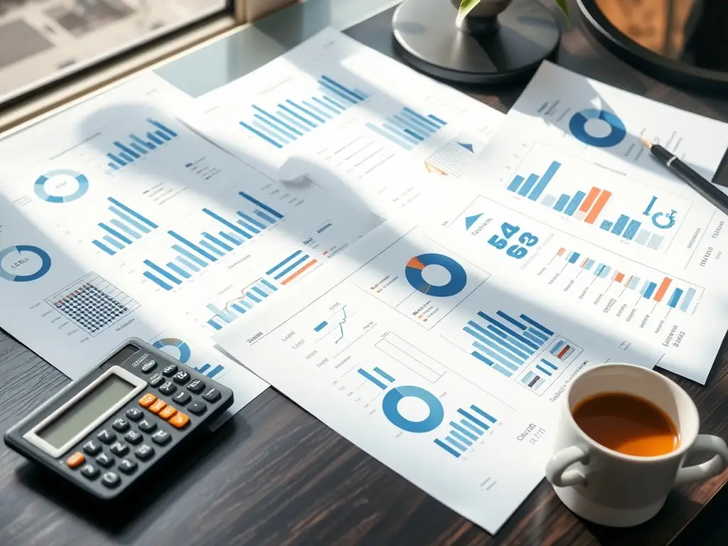 An image of a stack of neatly organized financial documents and reports, representing the importance of organization and clarity in a project report.