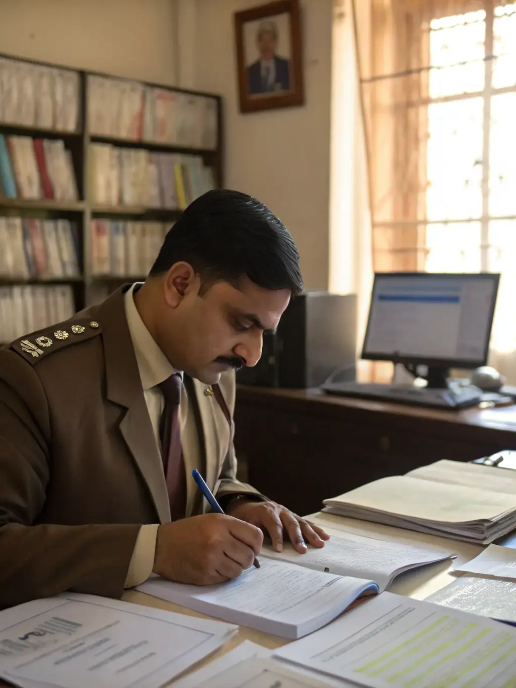An image of a Kerala government official reviewing a project report, highlighting the importance of compliance and accuracy in securing government subsidies.