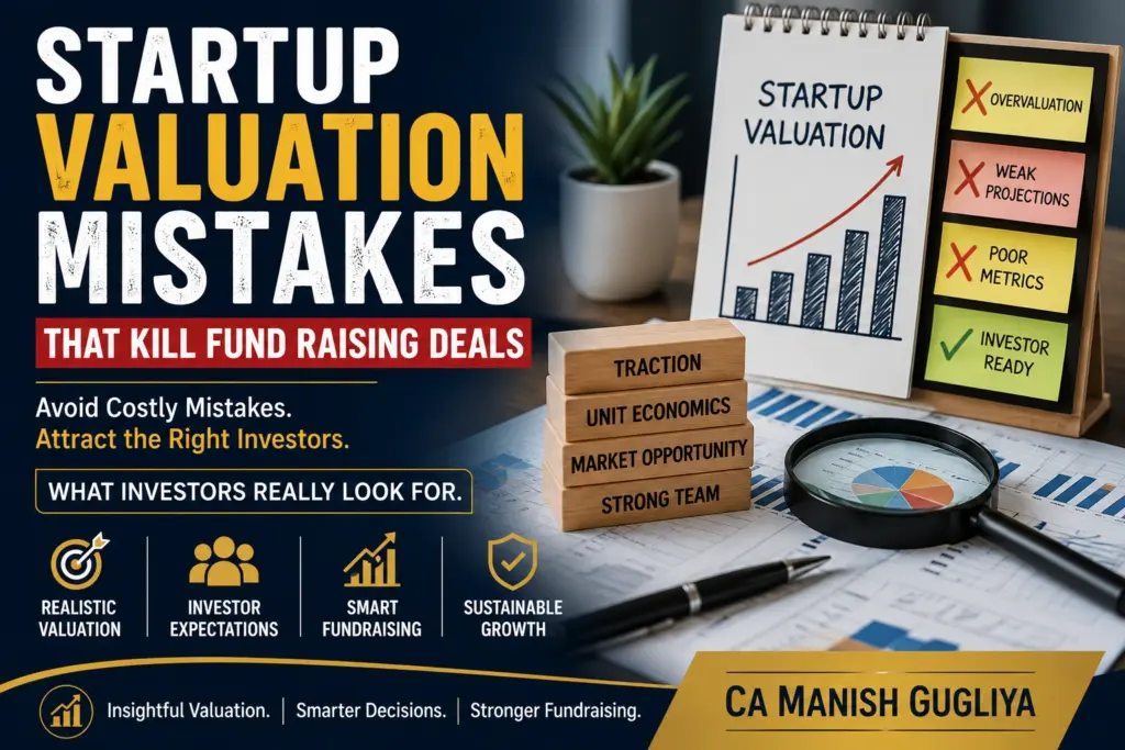 Startup Valuation Mistakes That Kill Fund Raising Deals – Investor-focused startup valuation and fundraising guide by CA Manish Gugliya
