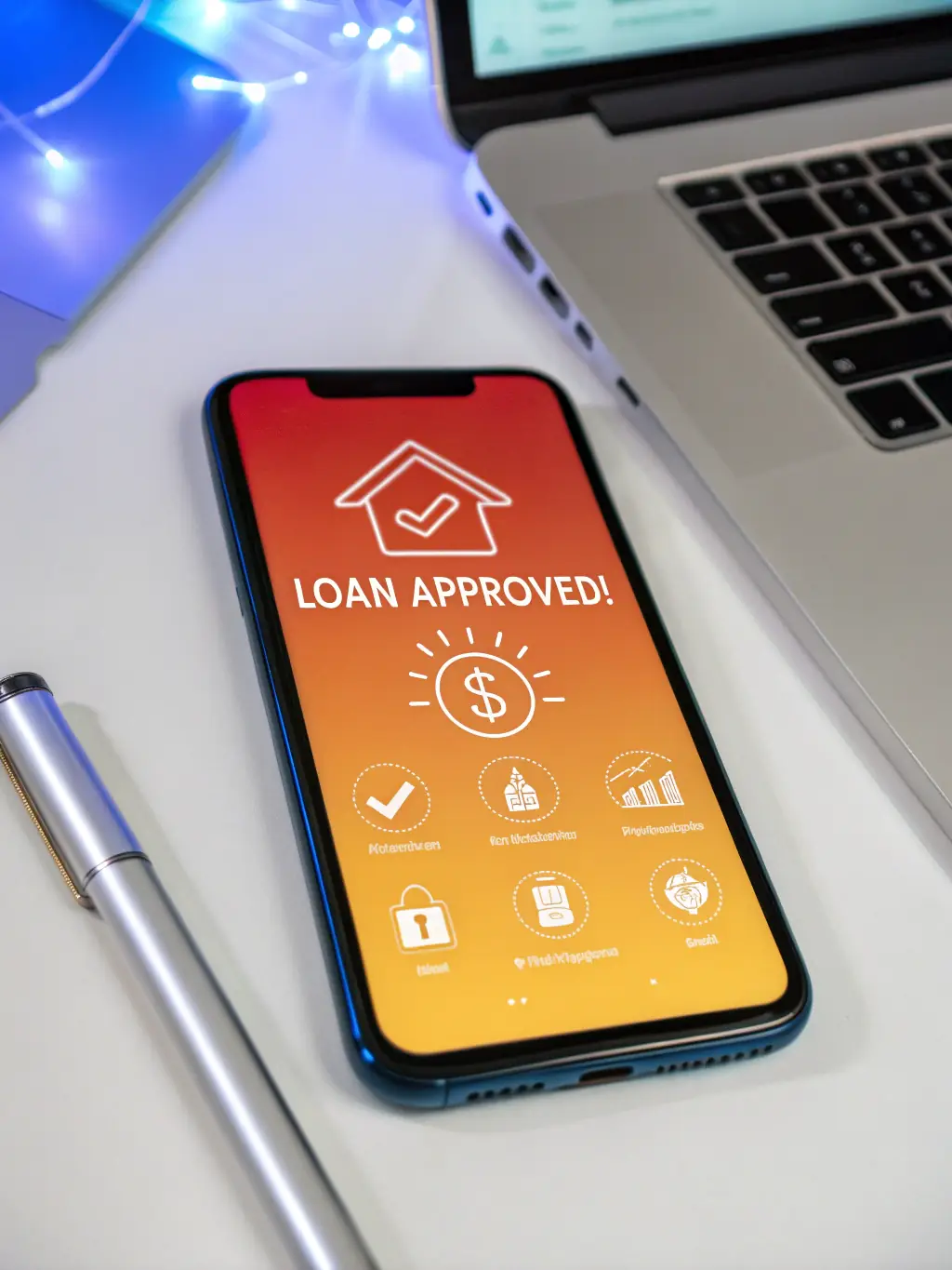 An image of a digital dashboard showing loan approval notifications, with a green checkmark and celebratory confetti, symbolizing successful Mudra Loan outcomes.