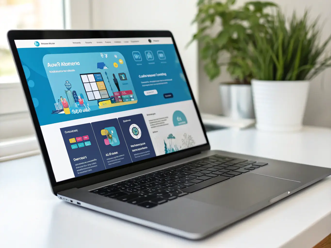 A laptop and smartphone displaying an online project report portal, with a user uploading documents from home, illustrating the convenience of digital service for Mudra Loan applicants.