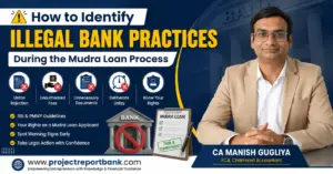 how to identify illegal bank practices during mudra loan process ca manish gugliya.webp CA Manish Gugliya explaining how to identify illegal bank practices during the Mudra Loan process, including unauthorized fees, unnecessary documents, unfair rejection, and processing delays.
