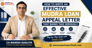 CA Manish Gugliya explaining how to write an effective Mudra Loan appeal letter that banks take seriously with sample format and expert guidance.