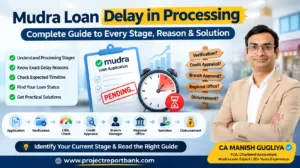 Mudra Loan Delay in Processing complete guide explaining verification, credit appraisal, approvals, disbursement, timeline, and solutions by CA Manish Gugliya.
