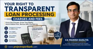 CA Manish Gugliya explaining Mudra Loan processing charges, transparent bank fees, borrower rights, and hidden charges under PMMY guidelines.