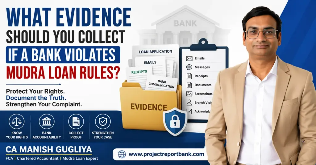 What evidence should you collect if a bank violates Mudra Loan rules? Guide by CA Manish Gugliya