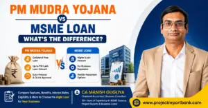 PM Mudra Yojana vs MSME Loan Feature Image PM Mudra Yojana vs MSME Loan comparison by CA Manish Gugliya explaining differences in eligibility, loan amount, collateral, benefits, and business financing options for Indian entrepreneurs.