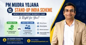 PM Mudra Yojana vs Stand Up India Scheme1 PM Mudra Yojana vs Stand-Up India Scheme comparison by CA Manish Gugliya explaining eligibility, loan amount, and the best government business loan for Indian entrepreneurs