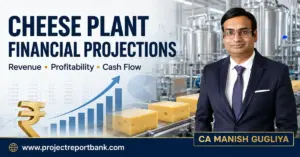 Cheese Plant Financial Projections covering revenue, profitability and cash flow by CA Manish Gugliya.