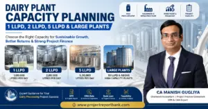 Dairy Plant Capacity Planning for 1 LLPD, 2 LLPD, 5 LLPD and large dairy processing plants with CA Manish Gugliya.