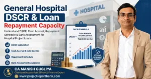 general hospital dscr loan repayment capacity General Hospital DSCR and loan repayment capacity guide covering DSCR calculation, cash accrual, repayment schedule and bank assessment by CA Manish Gugliya.