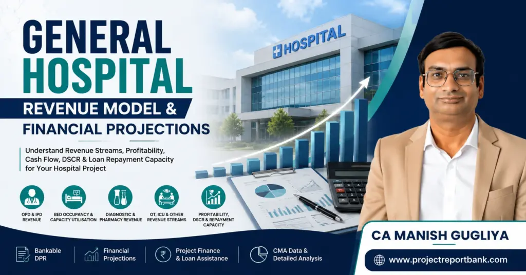 General Hospital Revenue Model & Financial Projections for profitability, cash flow, DSCR and loan repayment capacity by CA Manish Gugliya.