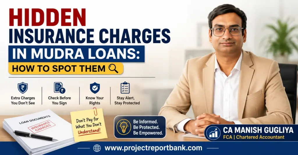 Hidden Insurance Charges in Mudra Loans – CA Manish Gugliya explains how to spot hidden insurance premiums and unnecessary charges during Mudra loan processing.