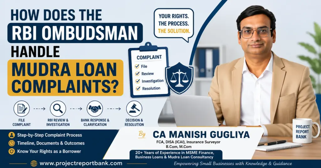 how does rbi ombudsman handle mudra loan complaints feature image How Does the RBI Ombudsman Handle Mudra Loan Complaints? | CA Manish Gugliya | ProjectReportBank