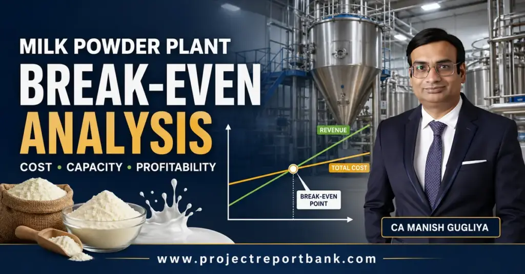 Milk Powder Plant Break-Even Analysis covering cost, capacity and profitability by CA Manish Gugliya.