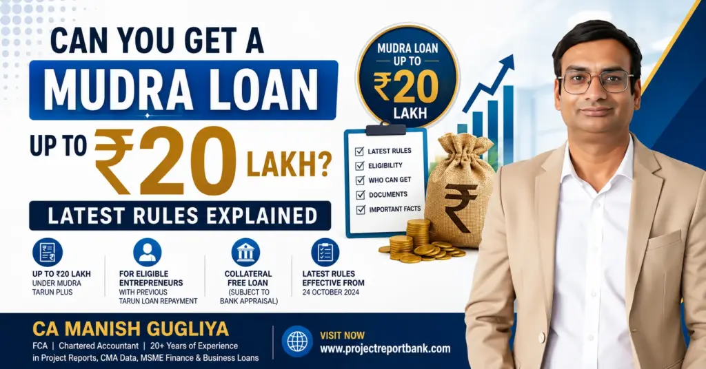 Mudra Loan up to ₹20 lakh latest rules, eligibility and Tarun Plus explained by CA Manish Gugliya