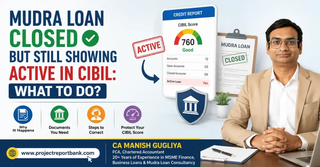 Mudra Loan closed but still showing active in CIBIL – correction steps explained by CA Manish Gugliya