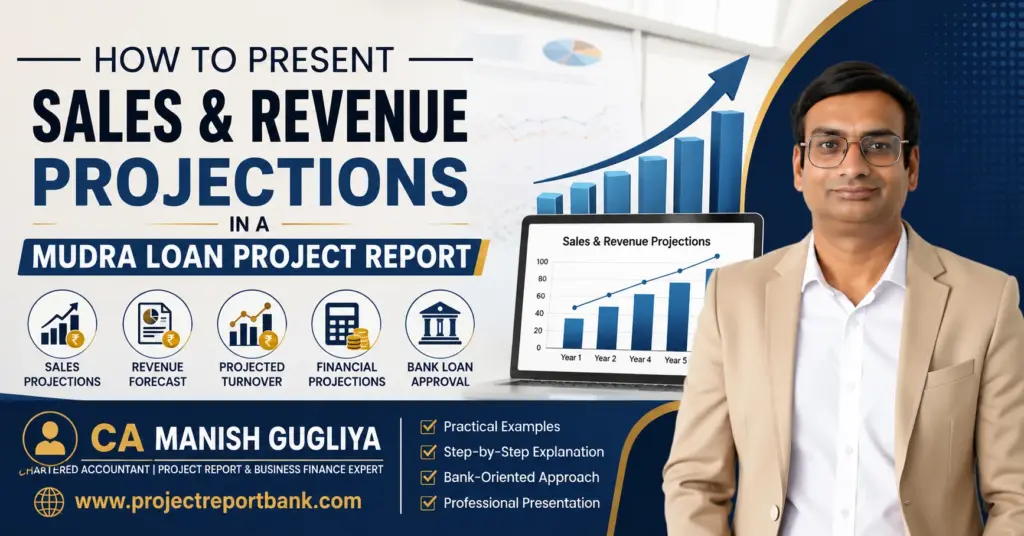 sales revenue projections mudra loan project report How to present sales and revenue projections in a Mudra Loan project report – guide by CA Manish Gugliya, ProjectReportBank.com.