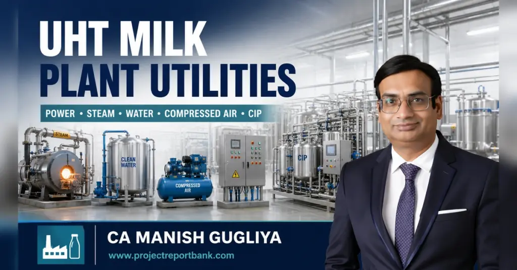 UHT Milk Plant Utilities for Power, Steam, Water, Compressed Air and CIP by CA Manish Gugliya