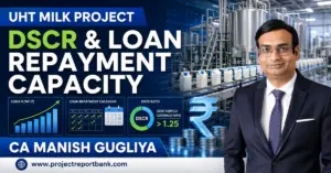 uht milk project dscr loan repayment capacity ca manish gugliya UHT Milk Project DSCR and Loan Repayment Capacity analysis by CA Manish Gugliya with UHT processing plant and financial visuals.