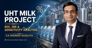 uht milk project roi irr sensitivity analysis CA Manish Gugliya with a UHT milk processing plant and ROI, IRR and sensitivity analysis graphics.