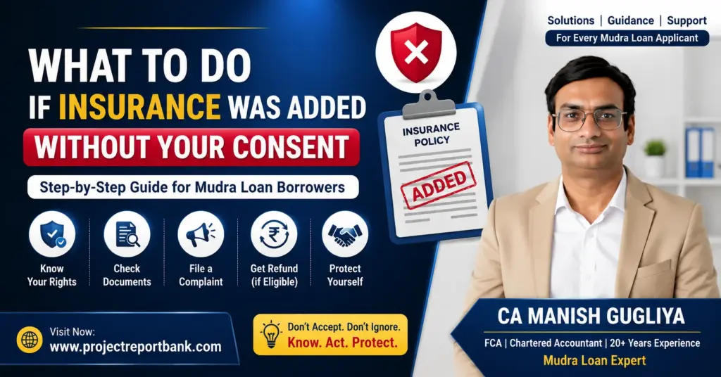 What to Do If Insurance Was Added Without Your Consent – Mudra Loan Guide by CA Manish Gugliy