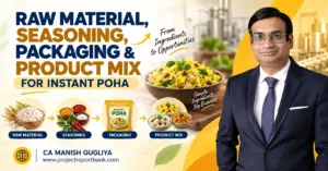 Raw material, seasoning, packaging and product mix for Instant Poha manufacturing with CA Manish Gugliya.