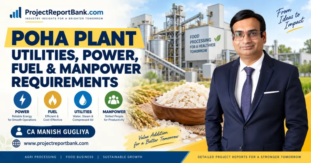 Poha Plant Utilities, Power, Fuel & Manpower Requirements – CA Manish Gugliya, ProjectReportBank.com