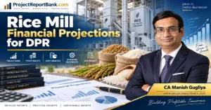 Rice Mill Financial Projections for DPR with CA Manish Gugliya, rice milling plant, financial charts, profitability and project feasibility analysis.