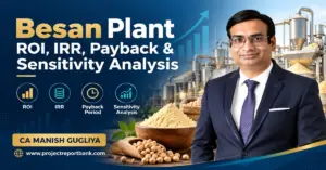 besan plant roi irr payback sensitivity 1200x628 Besan Plant ROI, IRR, Payback Period and Sensitivity Analysis featuring CA Manish Gugliya, financial growth charts, besan manufacturing machinery and chickpea flour.
