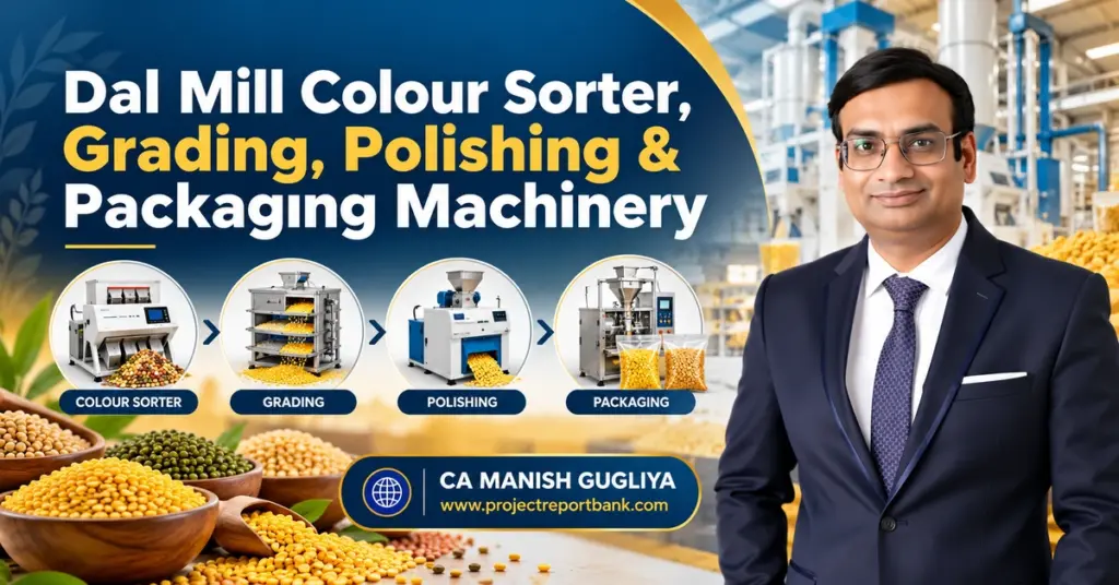 Dal Mill Colour Sorter, Grading, Polishing & Packaging Machinery in India with processing equipment and CA Manish Gugliya.