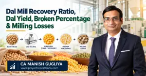 Dal Mill Recovery Ratio, Dal Yield Percentage, Broken Dal & Milling Losses – Pulse Processing Plant Guide by CA Manish Gugliya, ProjectReportBank.com.
