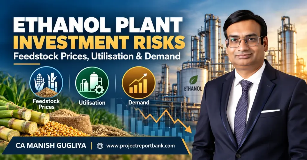 Ethanol Plant Investment Risks in India – Feedstock Prices, Capacity Utilisation and Demand Analysis by CA Manish Gugliya, ProjectReportBank.com.