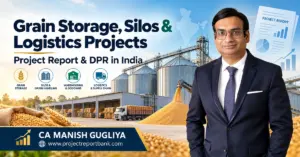 grain storage silos logistics projects 1200x628 Grain Storage, Silos & Logistics Projects – Project Report & DPR in India featuring steel grain silos, warehouses, grain handling, logistics infrastructure and CA Manish Gugliya.