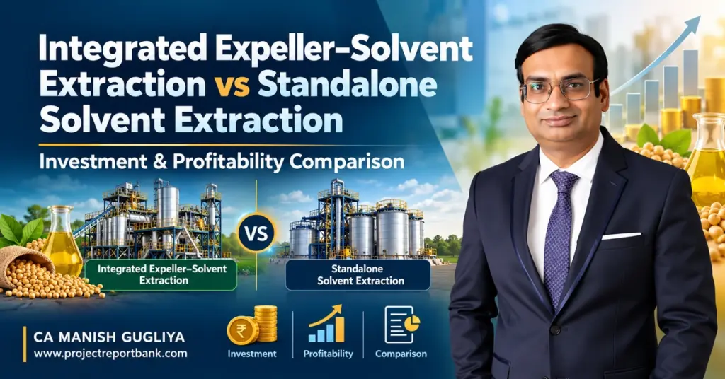 Integrated Expeller–Solvent Extraction vs Standalone Solvent Extraction Plant Investment, Cost, ROI and Profitability Comparison in India by CA Manish Gugliya.
