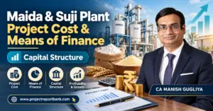 maida suji plant project cost means of finance Maida & Suji Plant Project Cost and Means of Finance in India, featuring capital structure, bank loan financing, flour milling machinery, investment planning and CA Manish Gugliya.